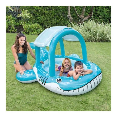 Imagen 2 de 6 de Pileta Inflable Infantil Ballena C/ Techo Intex 57125