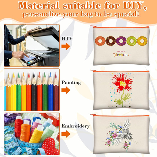 50 Pcs Sublimation Diy Blank Canvas Pencil Case Canvas ...