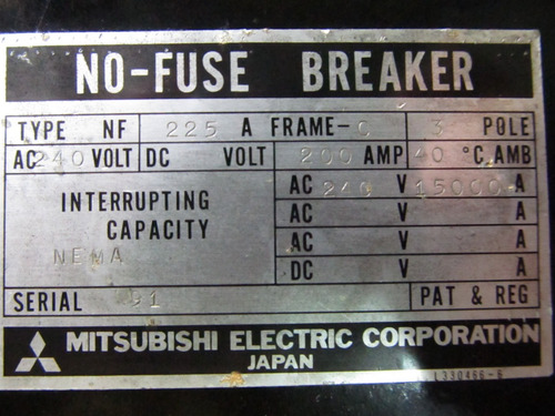 Breaker 225amp 3p Caja Moldeada Mitsubishi (Usado)