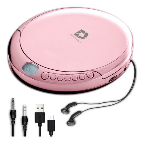 Leitor De Cd Portátil Rosa - Fones De Ouvido Estéreo Antider