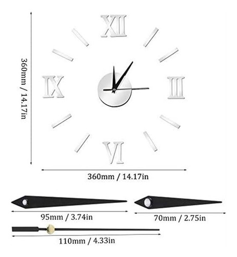 Fdit Reloj De Pared 3d Reloj De Pared Diy Impermeable Reloj