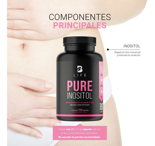 Imagen 3 de 6 de Inositol De 180 Cápsulas De 500mg. B Life Pure Inositol