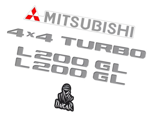 Kit Adesivo Mitsubishi Resinado L200 Gl 4x4 Turbo Pj014 Fgc
