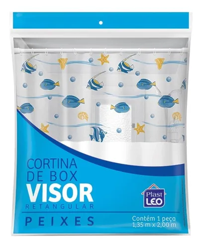 comprar Cortina Para Box Vinil Impermeável Antimofo Cor Azul Peixes