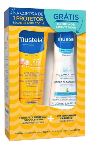 Mustela Protetor Solar Infantil Fps50 + Gel Lavante 200ml 