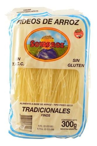 Fideos Arroz Tradicional Fino Soyarroz Sin Gluten | Vegan