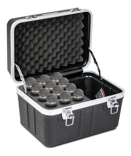 Hard Case Abs P/ 12 Microfones C/ Travas Standard Mic-12