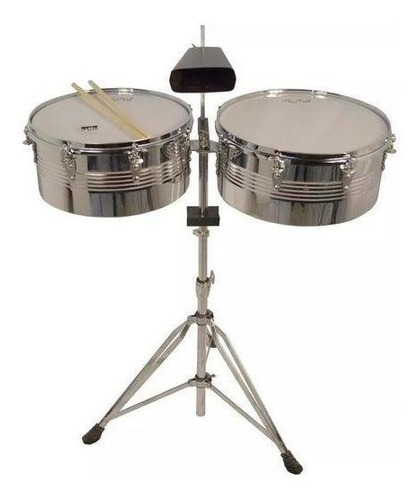 Timbal 14  Y 16  Cromado Con Atril Jendrix Stb-1415