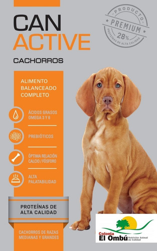 Alimento Colonia El Ombú Canactive Cachorros X 8 Kg 