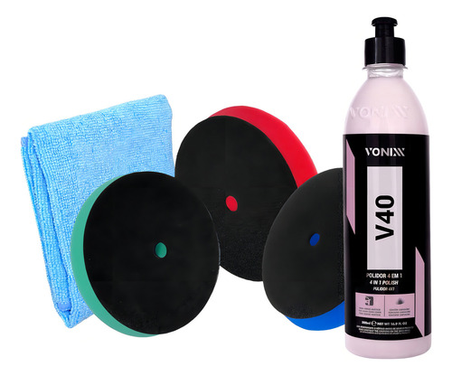 Kit Polidor Vonixx V40 Com 3 Boinas De Espuma E Flanela