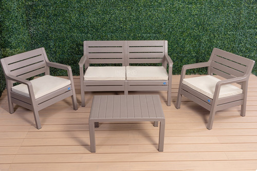 Set De Living Jardin Exterior Paris Indar Mesa + 3 Sillones
