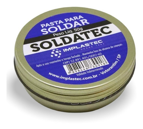 Pasta De Solda Fluxo Pasta Soldatec 50g Implastec