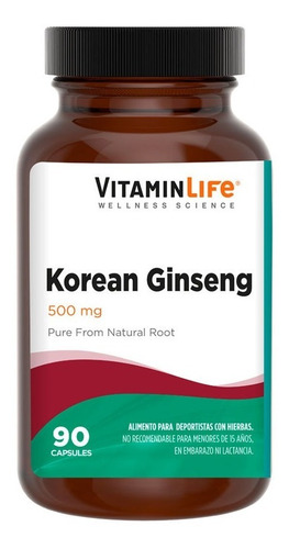 Korean Ginseng (500mg / 90 Cápsulas) Vitamin Life