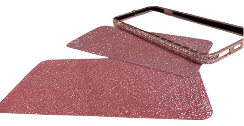 Imagen 4 de 5 de Sticker Film Skin Brillo Glitter Para iPhone + Marco Strass