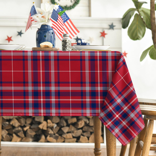 Mantel Rectangular 60x104 Pulgadas Diseño A Cuadros De Búfal