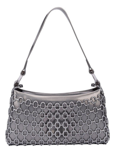 Melissa Hoop Bag Cor Prateado Correia De Ombro Prateado Desenho Do Tecido Lisa