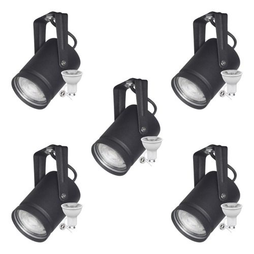 Pack X5 Spot Cabezal Cilindro Teatro Móvil Riel Dicroica Led