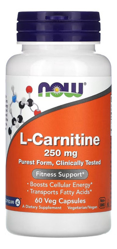 Now Foods L-carnitina 250 Mg 60 Capsulas Vegetales Sfn Sin sabor