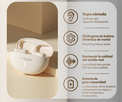 Auriculares Bluetooth Inalámbricos Fcc Lenovo Lp19 - Blanco