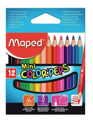 Lapices De Colores Maped Mini Color Peps Cortos Caja X12 U