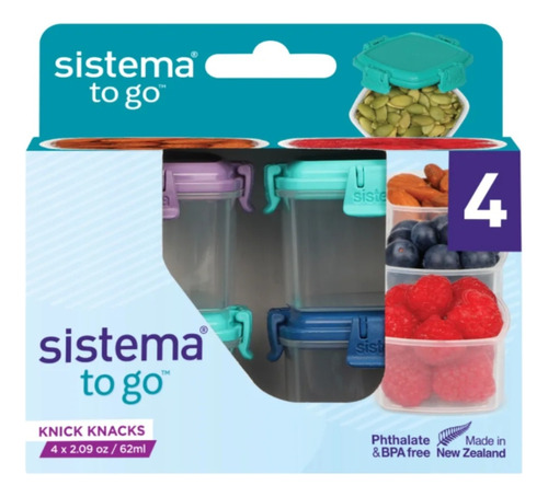 Set 4 Herméticos 62ml Sistema® To Go