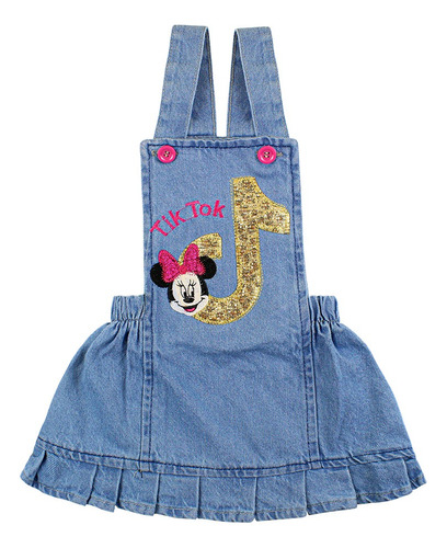 Vestido Jeans Infantil Menina Blogueira Bordado