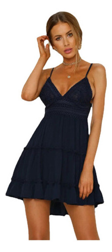 Vestido Playa Sexy Mujer Cuello En V Halter Bowknot