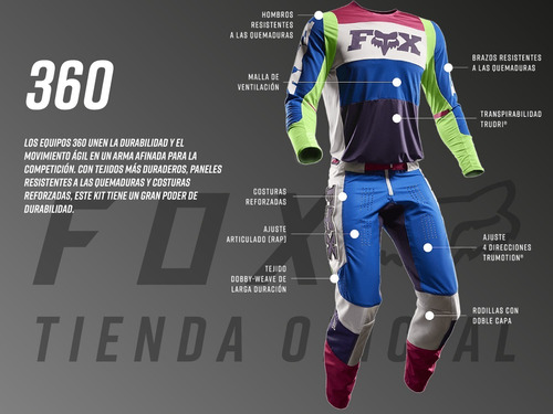 Imagen 6 de 10 de Conjunto De Motocross Equipo Fox 360 Murc #21720-004