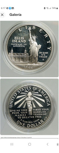 Moneda Americana Ellis Island 1986