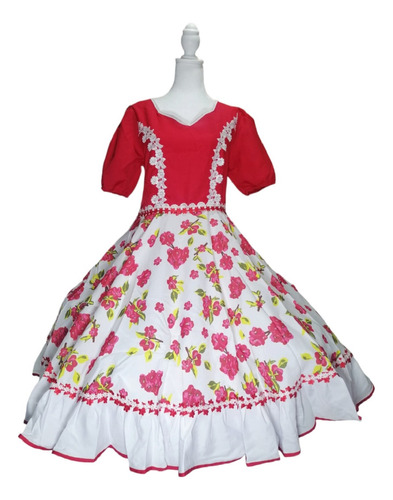 Vestido Mujer Huasa China Cueca Fiestas Patrias Rojo Smlxl