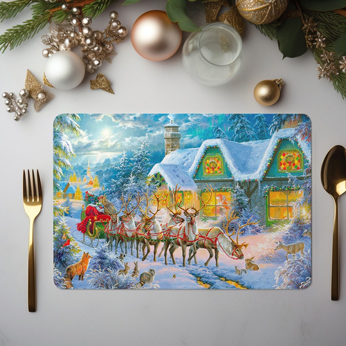 Manteles Navideños Con Renos Individuales