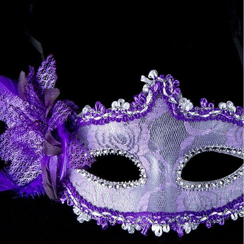 Máscara De Mascarada Con Flores Laterales, Máscara De Mardi