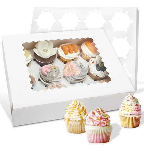 Omyopy Paquete De 6 Cajas Blancas Para Cupcakes Con Ventanas