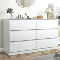 Comprar Cómoda De Melamina 6 Cajones Amplios - Mueble De Dormitorio