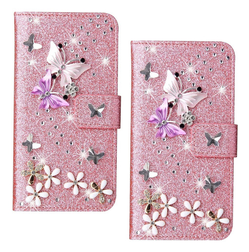 2×funda Cartera Para Samsung Galaxy A22 4g Glitter Colj89