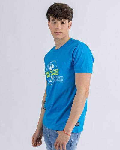 T-shirt En Algodon Estampada Para Hombre Ufo Kind Azul