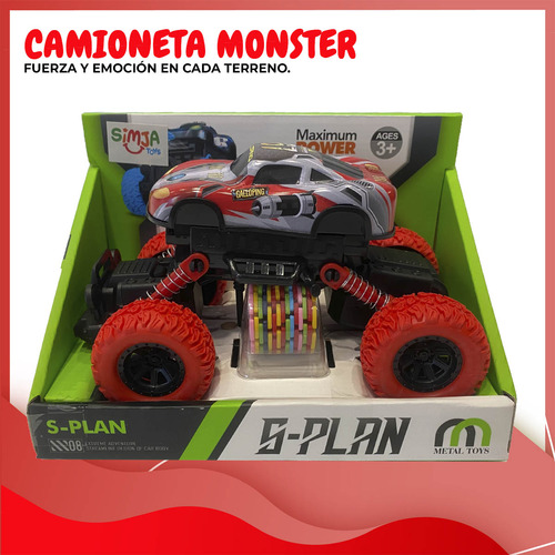 Camion Camioneta Monster Truck Ruedas Grandes Lanza Discos Monster Truck Rojo