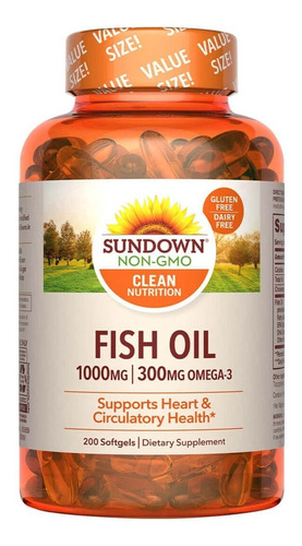 Fish Oil 1000mg | 200 Soft |  Omega 3 Sundown Naturals