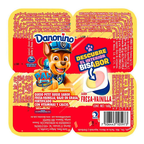 Danonino Queso Petit Suisse Bisabor Fresa Vainilla 4x42g