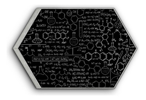 Cuadro Enmarcado Hexagonal Quimica Pizarra 60x90cm