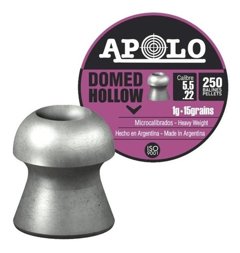 Imagen 1 de 5 de Balines Apolo Domed Hollow 5,5 Lata X250 Aire Comprimido