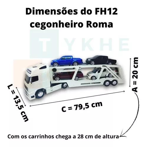 Caminhão Cegonheira Gigante 4 Carrinhos 80cm Roma Brinquedos