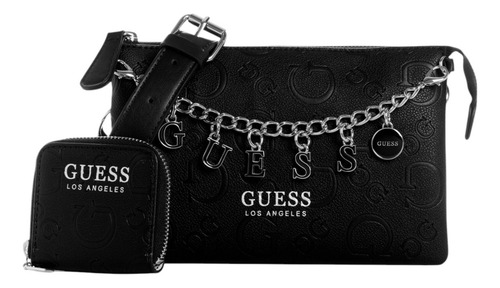 Bolsa Guess Factory Aa959070-bla Acabado de los herrajes Níquel Color Negro Correa de hombro Negro Diseño de la tela Lisa