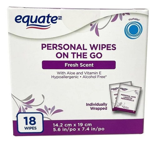 Toallitas Húmedas Equate Personal On The Go 18 Pzas