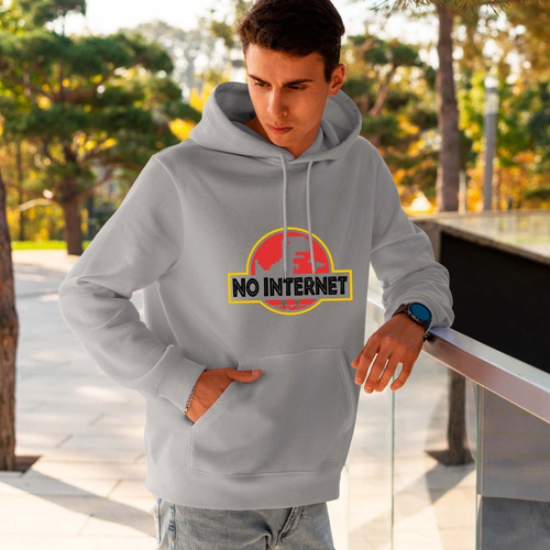 Imagen 5 de 6 de Buzo Gris No Internet Dinosaurio Jurasic Hombre Mujer Niños