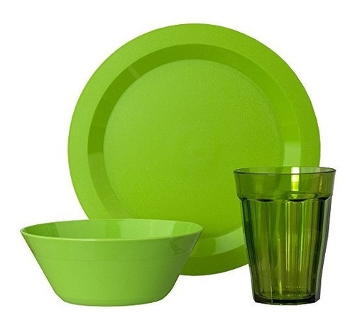 Cambridge Plato, Tazón Y Vasos Vajilla Set 12 Piezas Verde