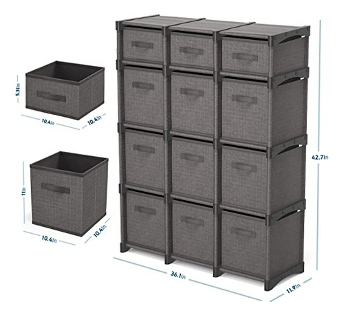 Estantería De 12 Cubos Gris, Organizador De Almacenamiento.