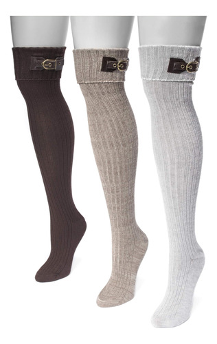 Muk Luks 3 Pares De Calcetines Por Encima De La Rodilla Con 