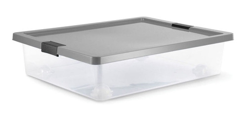 Caja Organizadora Con Broches Y Ruedas Bajo Cama 28l Gris