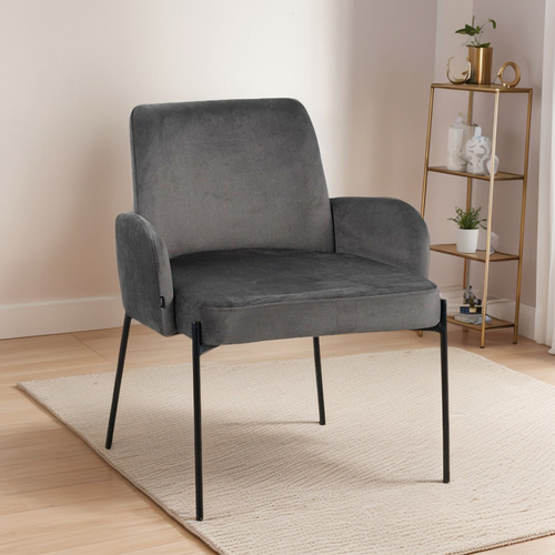 Silla Sillon Roma Base Black Importado Pana Negro Gris Claro